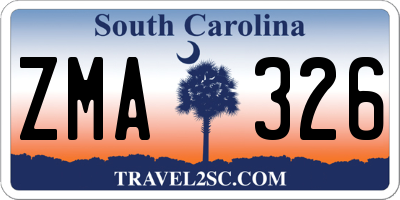 SC license plate ZMA326