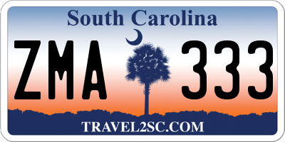 SC license plate ZMA333