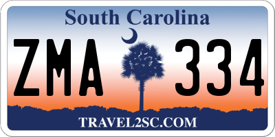 SC license plate ZMA334