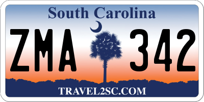 SC license plate ZMA342