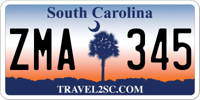 SC license plate ZMA345
