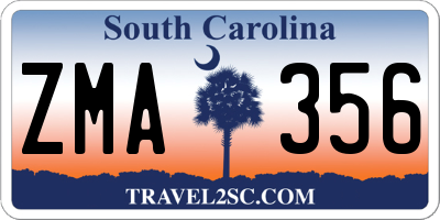 SC license plate ZMA356