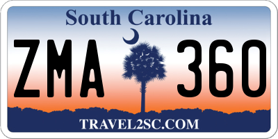 SC license plate ZMA360