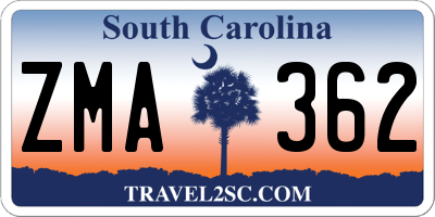 SC license plate ZMA362