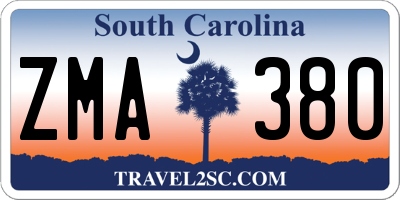 SC license plate ZMA380