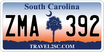 SC license plate ZMA392