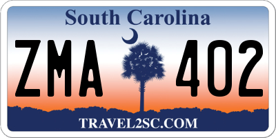 SC license plate ZMA402