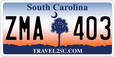 SC license plate ZMA403