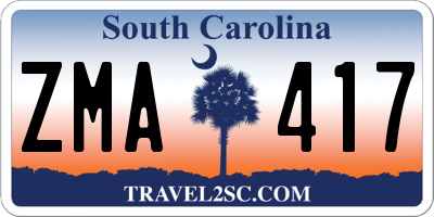 SC license plate ZMA417