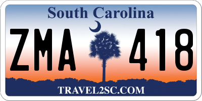 SC license plate ZMA418