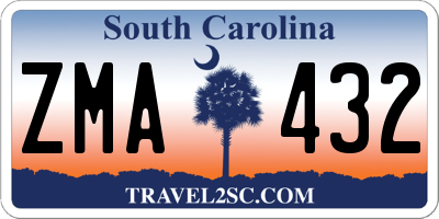 SC license plate ZMA432