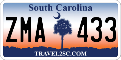 SC license plate ZMA433