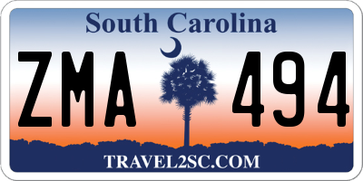 SC license plate ZMA494