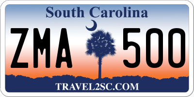 SC license plate ZMA500
