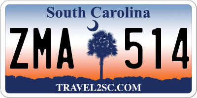 SC license plate ZMA514