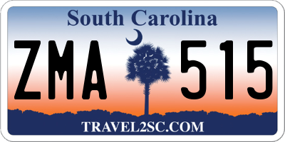 SC license plate ZMA515