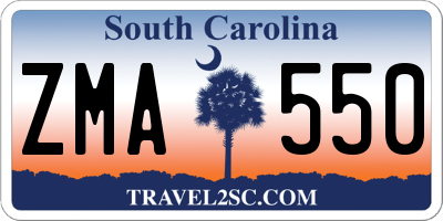 SC license plate ZMA550