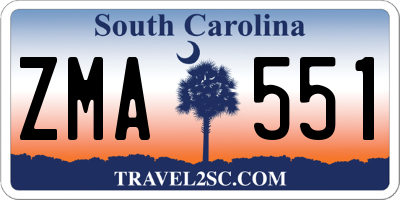 SC license plate ZMA551