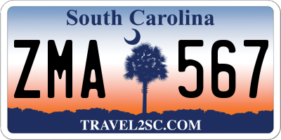SC license plate ZMA567