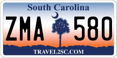SC license plate ZMA580