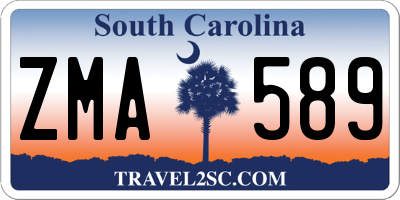 SC license plate ZMA589
