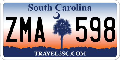 SC license plate ZMA598
