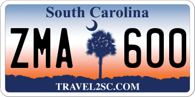 SC license plate ZMA600