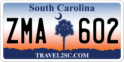 SC license plate ZMA602