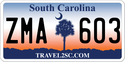 SC license plate ZMA603