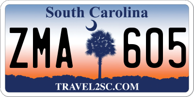 SC license plate ZMA605