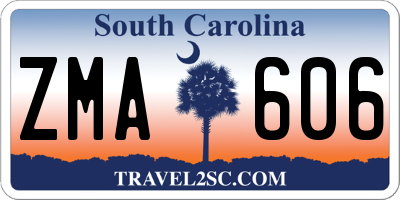 SC license plate ZMA606