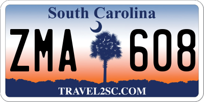 SC license plate ZMA608