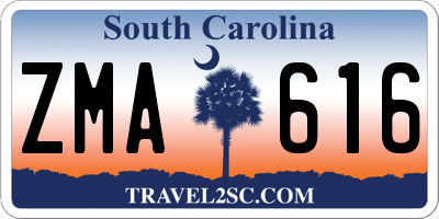 SC license plate ZMA616
