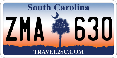 SC license plate ZMA630