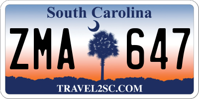 SC license plate ZMA647