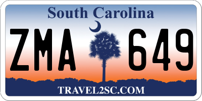 SC license plate ZMA649