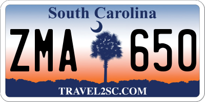 SC license plate ZMA650