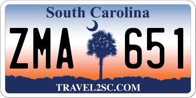 SC license plate ZMA651