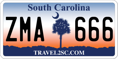 SC license plate ZMA666