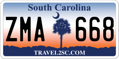 SC license plate ZMA668