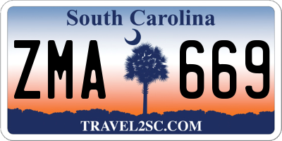 SC license plate ZMA669