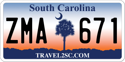 SC license plate ZMA671