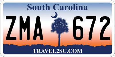 SC license plate ZMA672