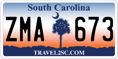 SC license plate ZMA673
