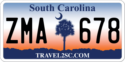 SC license plate ZMA678