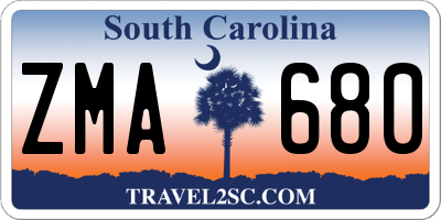 SC license plate ZMA680