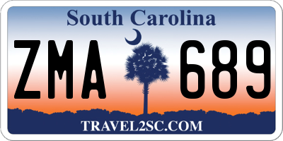SC license plate ZMA689