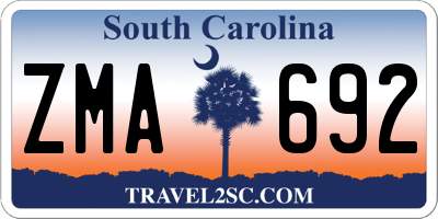 SC license plate ZMA692