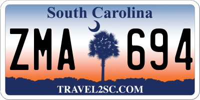 SC license plate ZMA694
