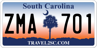 SC license plate ZMA701